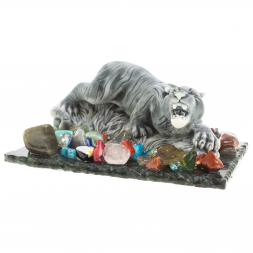 Сувенир фигурка "Рычащий тигр" из змеевика и мрамолита 8,5х6,5х4 см