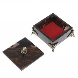 Шкатулка "Певчая птица" камень обсидиан коричневый 9х9х7,5 см