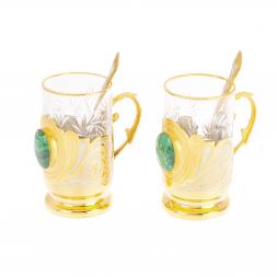 Чайный набор &amp;quot;Малахитовый&amp;quot; в подарочной коробке Златоуст