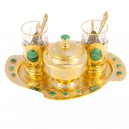 Чайный набор &amp;quot;Малахитовый&amp;quot; в подарочной коробке Златоуст