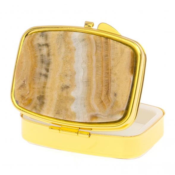 Таблетница на 2 отделения камень оникс цвет золото 125679