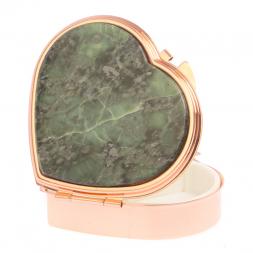 Таблетница "Сердце" на 3 отделения из камня офит цвет красное золото