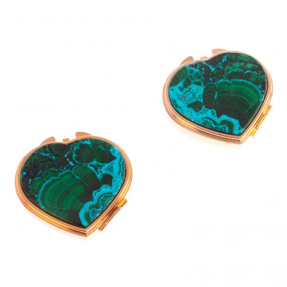 Таблетница &amp;quot;Сердце&amp;quot; на 3 отделения малахит с хризоколлой цвет медь 126733