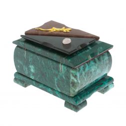 Шкатулка прямоугольная камень змеевик / лемезит 12х8,5х8,5 см
