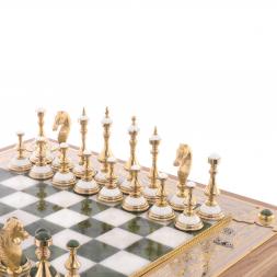 Шахматы ларец "Баталия" камень нефрит мрамор Златоуст