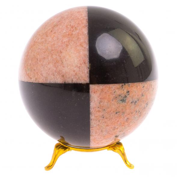 Шар из розового и черного мрамора 9,5 см 126352