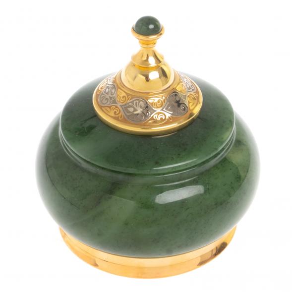 Икорница с крышкой &amp;quot;Нефритовая&amp;quot; Златоуст 9,5х9,5х10,5 см 126810