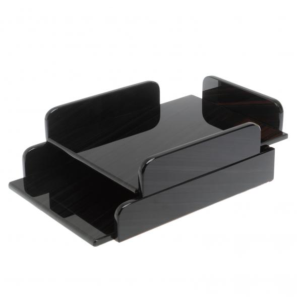 Лоток для бумаг А4 двухъярусный черный обсидиан 127283