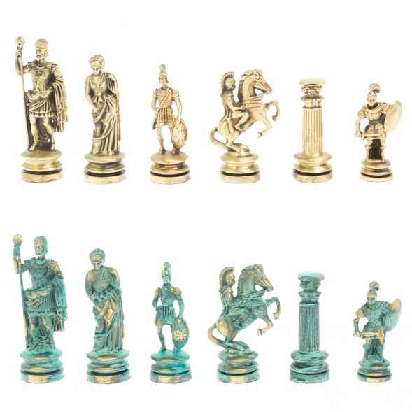 Шахматы &amp;quot;Древний Рим&amp;quot; фигуры бронза / патина 44х44 см серый мрамор 128387