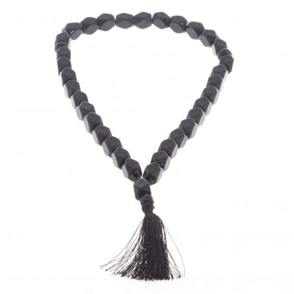 Четки из черного обсидиана 33 бусины грань 122086