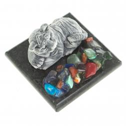 Сувенир фигурка &amp;quot;Тигрёнок лежит&amp;quot; из змеевика и мрамолита 5х5х4 см