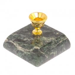 Подсвечник церковный из темно-зеленого змеевика 4,5х4,5х3,5 см