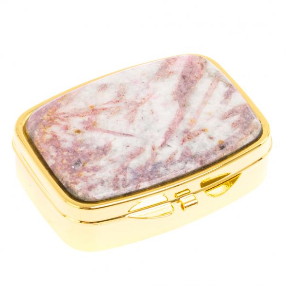 Таблетница на 2 отделения камень турмалин цвет золото 126510