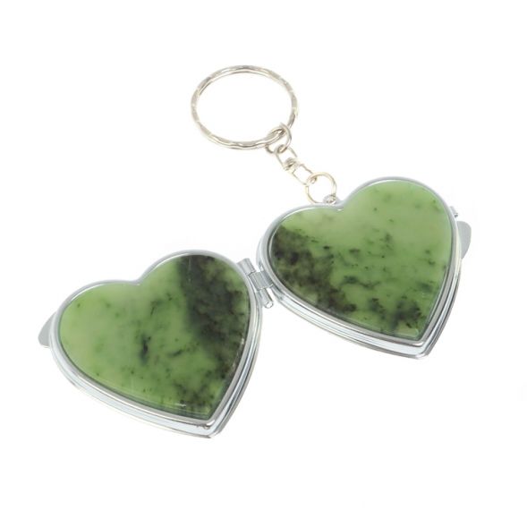 Складное зеркало брелок из нефрита сердце 127986