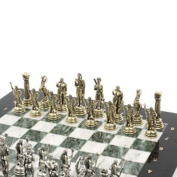 Шахматы подарочные &amp;quot;Посейдон&amp;quot; 32х32 см из змеевика и мрамора 128224
