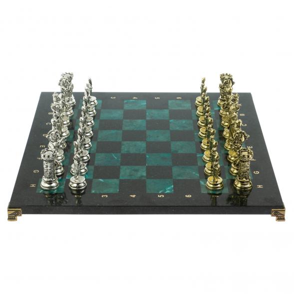 Шахматы &amp;quot;Средневековые рыцари&amp;quot; доска из змеевика 44х44 см 128463