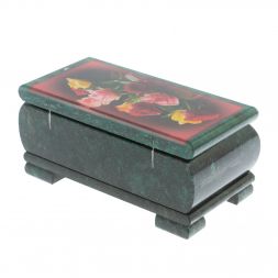 Шкатулка "Букет роз" из змеевика 16х8х7,5 см