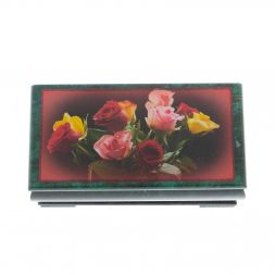 Шкатулка "Букет роз" из змеевика 16х8х7,5 см