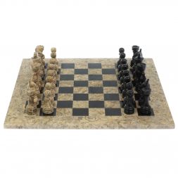 Шахматы &amp;quot;Игрок&amp;quot; из ракушечника и мрамора 38х38 см
