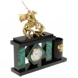 Настольный мини-набор "Георгий Победоносец" из малахита