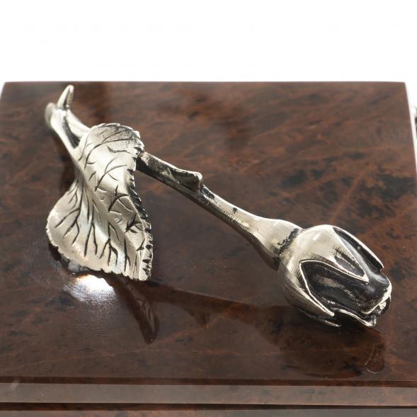 Шкатулка &amp;quot;Роза&amp;quot; камень обсидиан бронза 11х11х6 см 122972