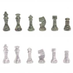 Шахматы с гравировкой "Турнирные" доска 36х36 см серый мрамор змеевик
