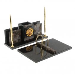 Настольный набор &amp;quot;Офисный&amp;quot; с гербом РФ из конгломерата