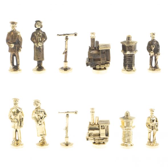 Шахматы из бронзы &amp;quot;Железнодорожники&amp;quot; доска 40х40 см, камень лемезит 127598