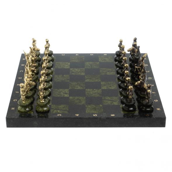 Шахматы из бронзы и змеевика &amp;quot;Европейские&amp;quot; доска 40х40 см 127916