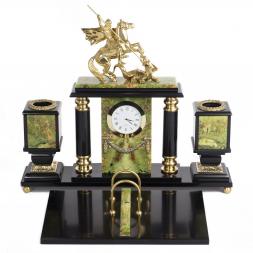 Настольный набор &amp;quot;Георгий Победоносец&amp;quot; из офиокальцита