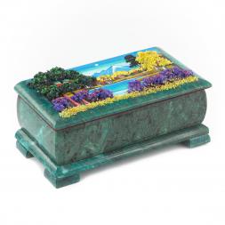 Шкатулка "Осенний пейзаж" змеевик 18х9х7 см