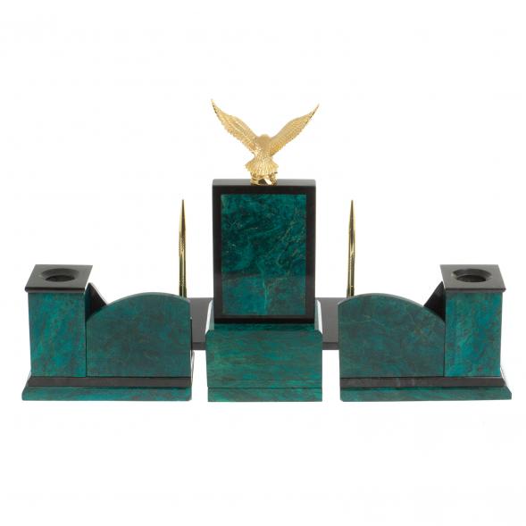 Настольный набор &amp;quot;Горный орел&amp;quot; змеевик темно-зеленый 124561