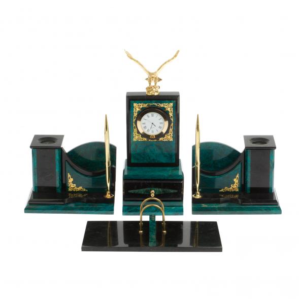 Настольный набор &amp;quot;Горный орел&amp;quot; змеевик темно-зеленый 124561