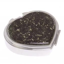 Таблетница "Сердце" на 3 отделения камень мусковит, цвет серебро