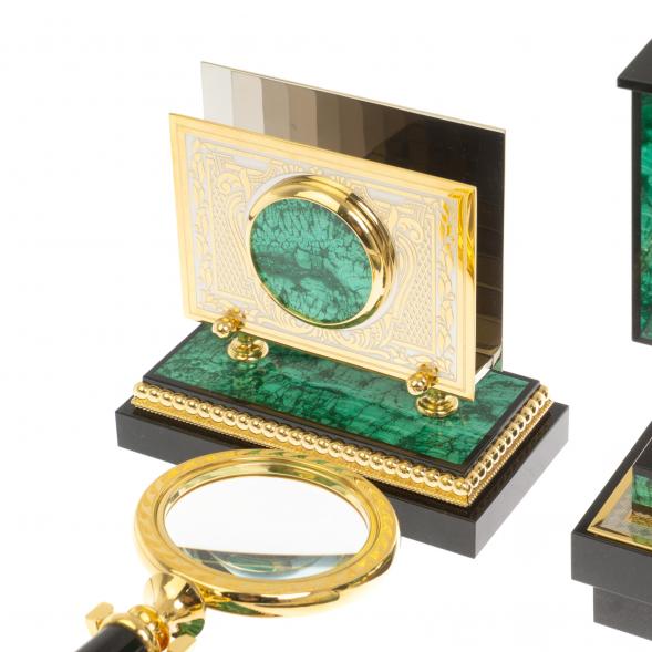 Настольный прибор &amp;quot;Орел&amp;quot; из малахита Златоуст 117886