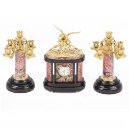 Каминные часы с канделябрами из бронзы &amp;quot;Амур и Психея&amp;quot;