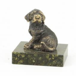 Статуэтка &amp;quot;Собачка средняя №1&amp;quot; из бронзы и змеевика