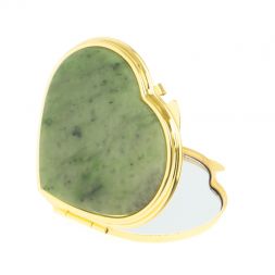 Зеркало карманное "Сердце" из нефрита цвет золото