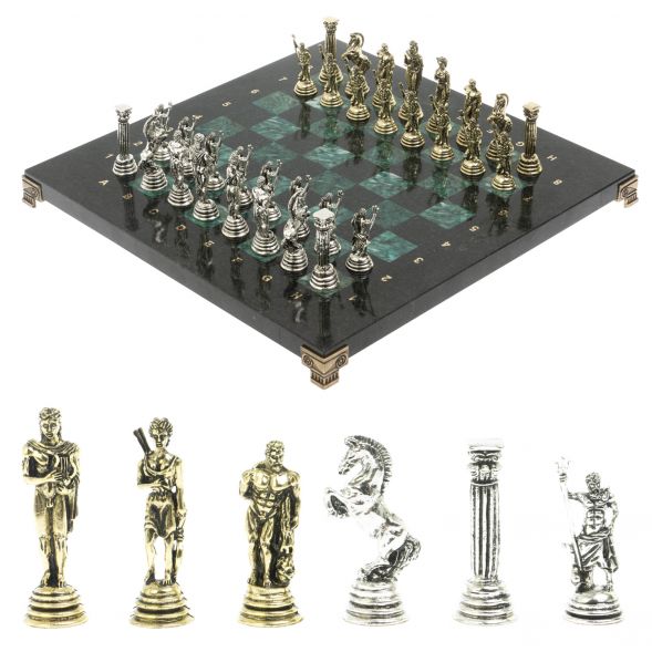 Шахматы подарочные &amp;quot;Посейдон&amp;quot; 32х32 см из змеевика 128225