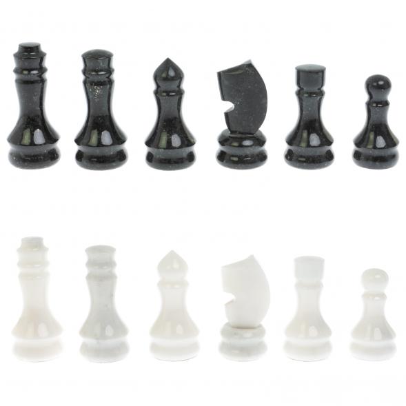 Шахматы каменные на бронзовых ножках мрамор / змеевик 129760