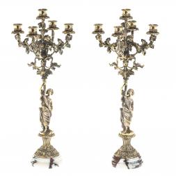 Канделябры &amp;quot;Диана&amp;quot; 10 свечей бронза мрамор (пара)
