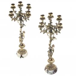 Канделябры &amp;quot;Диана&amp;quot; 10 свечей бронза мрамор (пара)