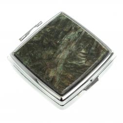 Таблетница на 2 отсека камень актиновит цвет серебро