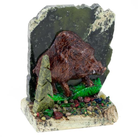 Сувенир &amp;quot;Кабан&amp;quot; камень змеевик 116147