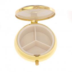 Таблетница на 3 отделения зеленый флюорит цвет золото