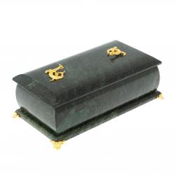 Шкатулка &amp;quot;Дуэт&amp;quot; из камня змеевик 19x10x7 см