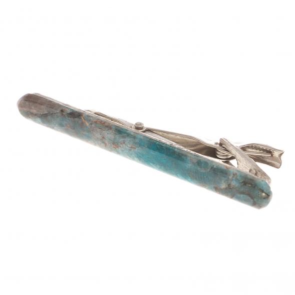 Зажим для галстука камень голубой апатит 124401