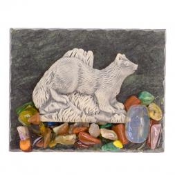 Магнит "Соболь на траве" змеевик мрамолит