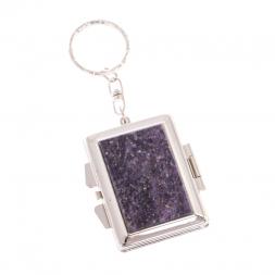 Складное зеркало брелок из сиреневого флюорита прямоугольное