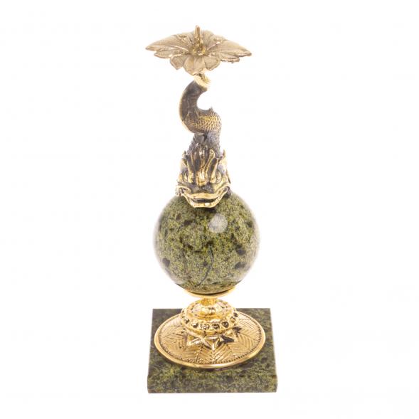 Подсвечник &amp;quot;Рыбка на шаре&amp;quot; змеевик бронза 126664